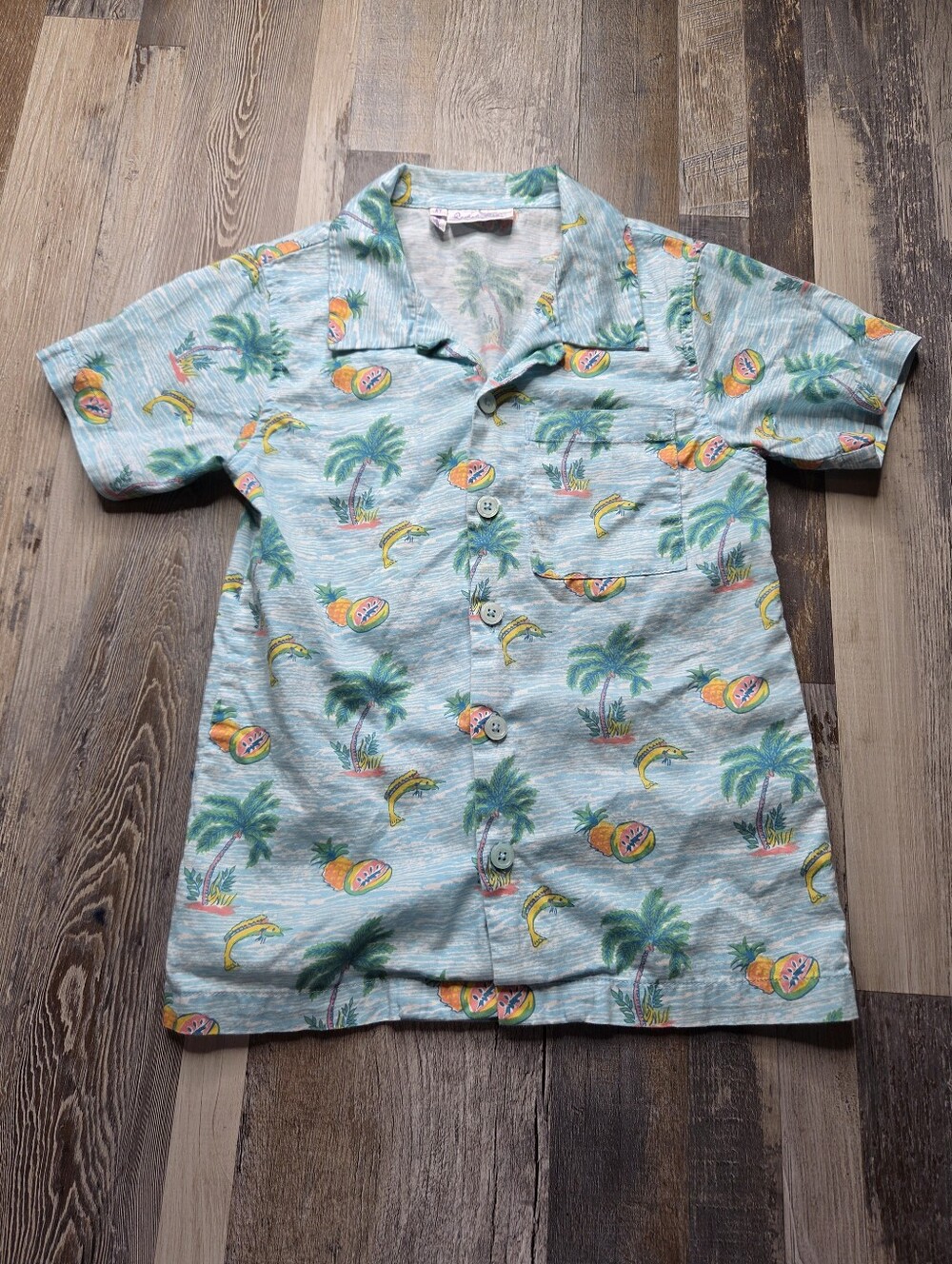 Rachel Riley Tropical Theme Boys Button Front Shirt Size 6